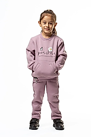 Burç Kız Çocuk Papatya Baskılı Şardonlu 2'li Eşofman Takımı