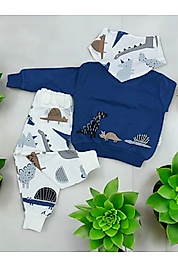 Zeo Erkek Yaka Flarlı 3'lü Bebe Takım