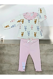 çojuxs Kız Bebe Tavşan Desenli Badili 2'li Takım