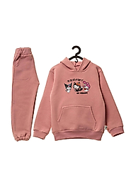 Burç Kız Çocuk Baskılı Şardonlu 2'li Eşofman Takımı