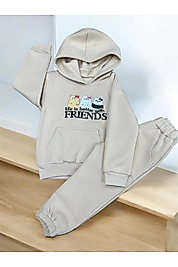 Burç Kız Çocuk Baskılı Şardonlu 2'li Eşofman Takımı