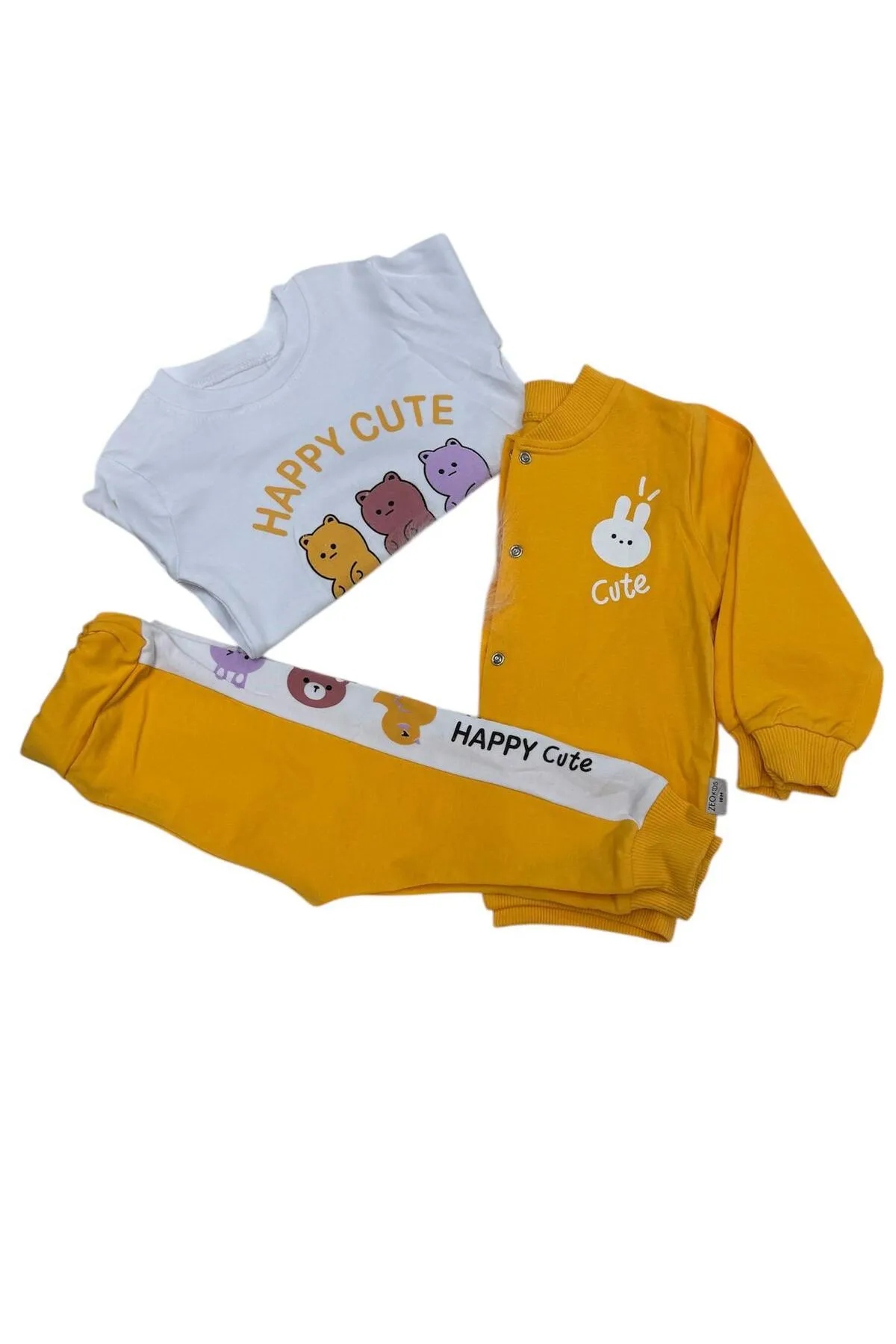 Zeo Kız Bebe 3'lü Eşofman Takım