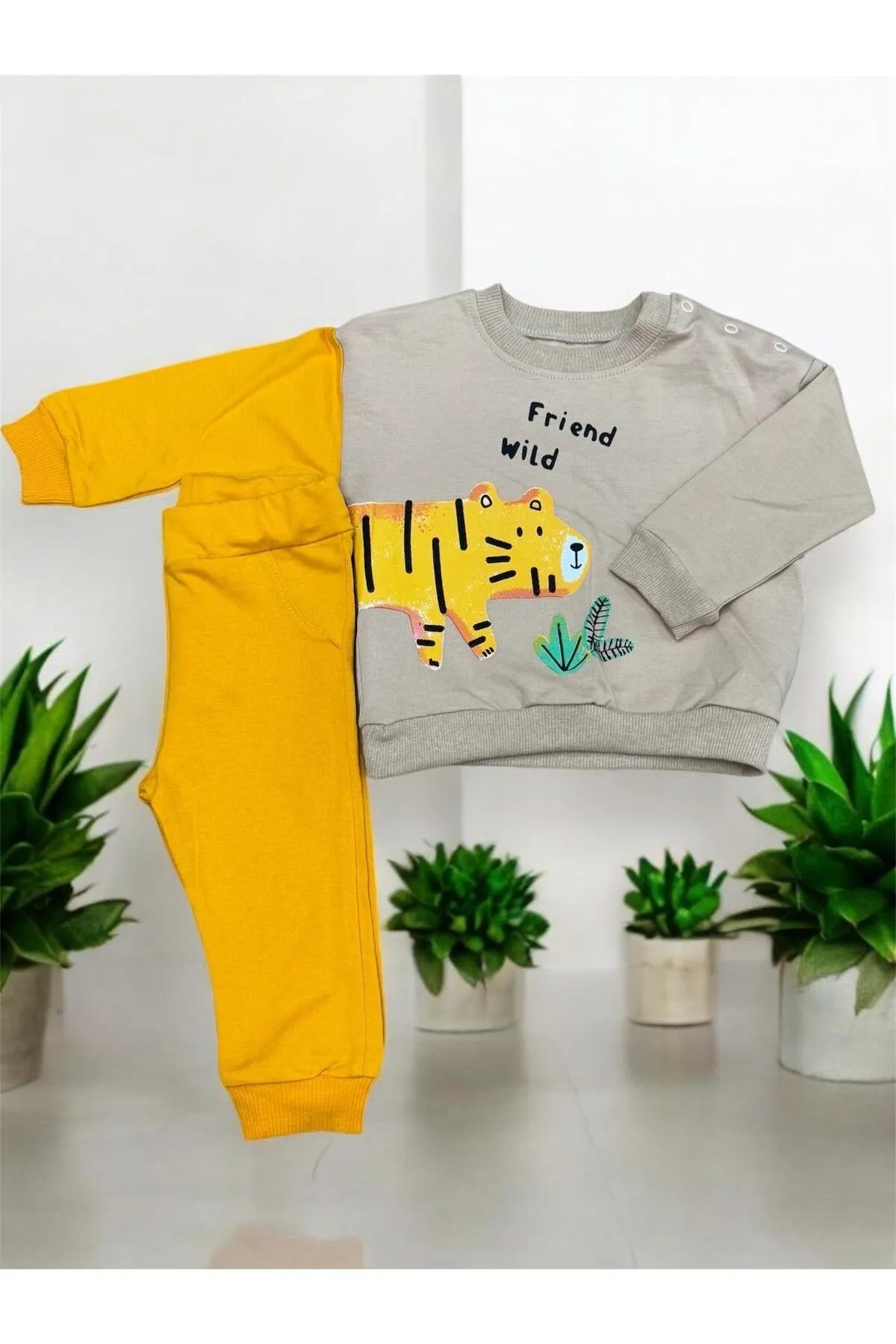 çojuxs Erkek Kaplan Baskılı  Mevsimlik 2'li Takım