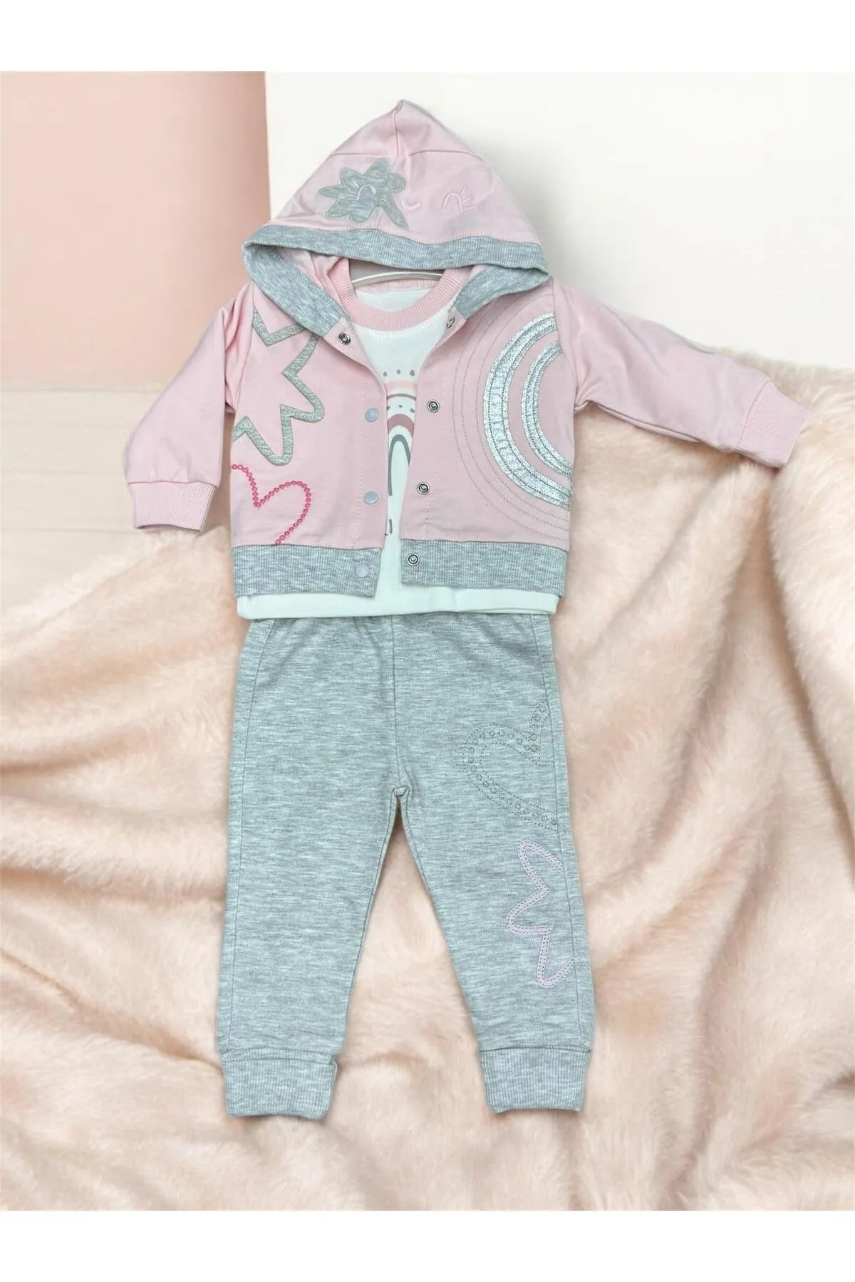 Mc. Elci Baby Kız Bebe Gökkuşağı 3'lü Takım