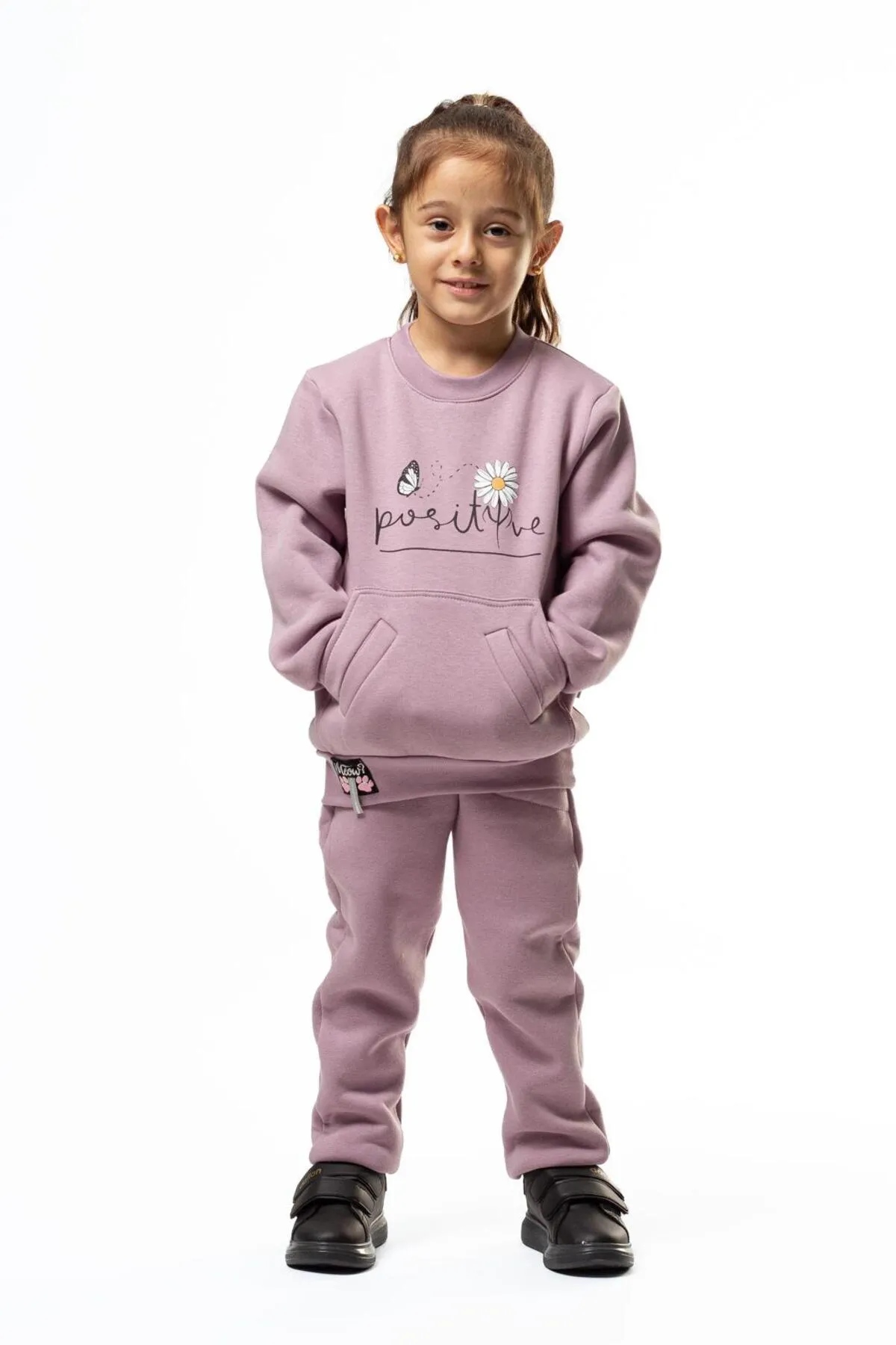 Burç Kız Çocuk Papatya Baskılı Şardonlu 2'li Eşofman Takımı