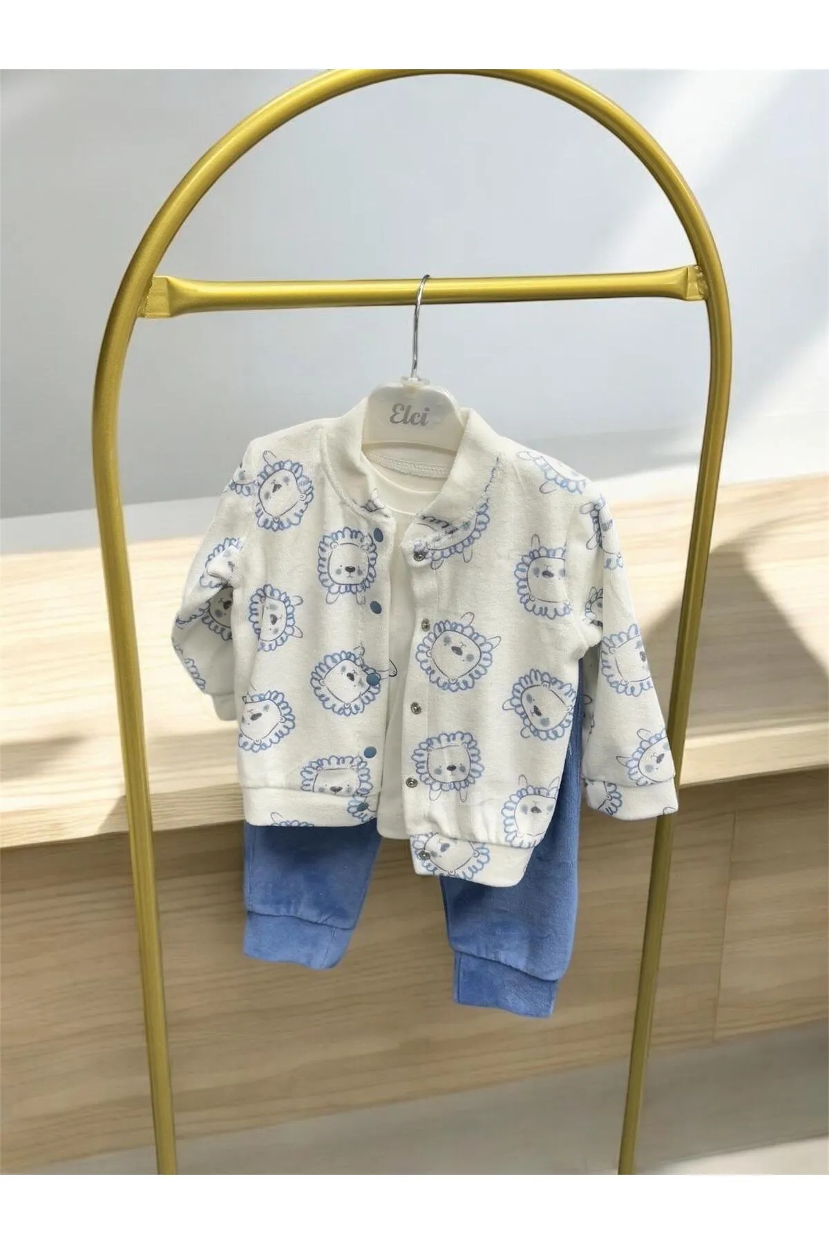 Mc. Elci Baby Erkek Bebe Kadife 3'lü Takım