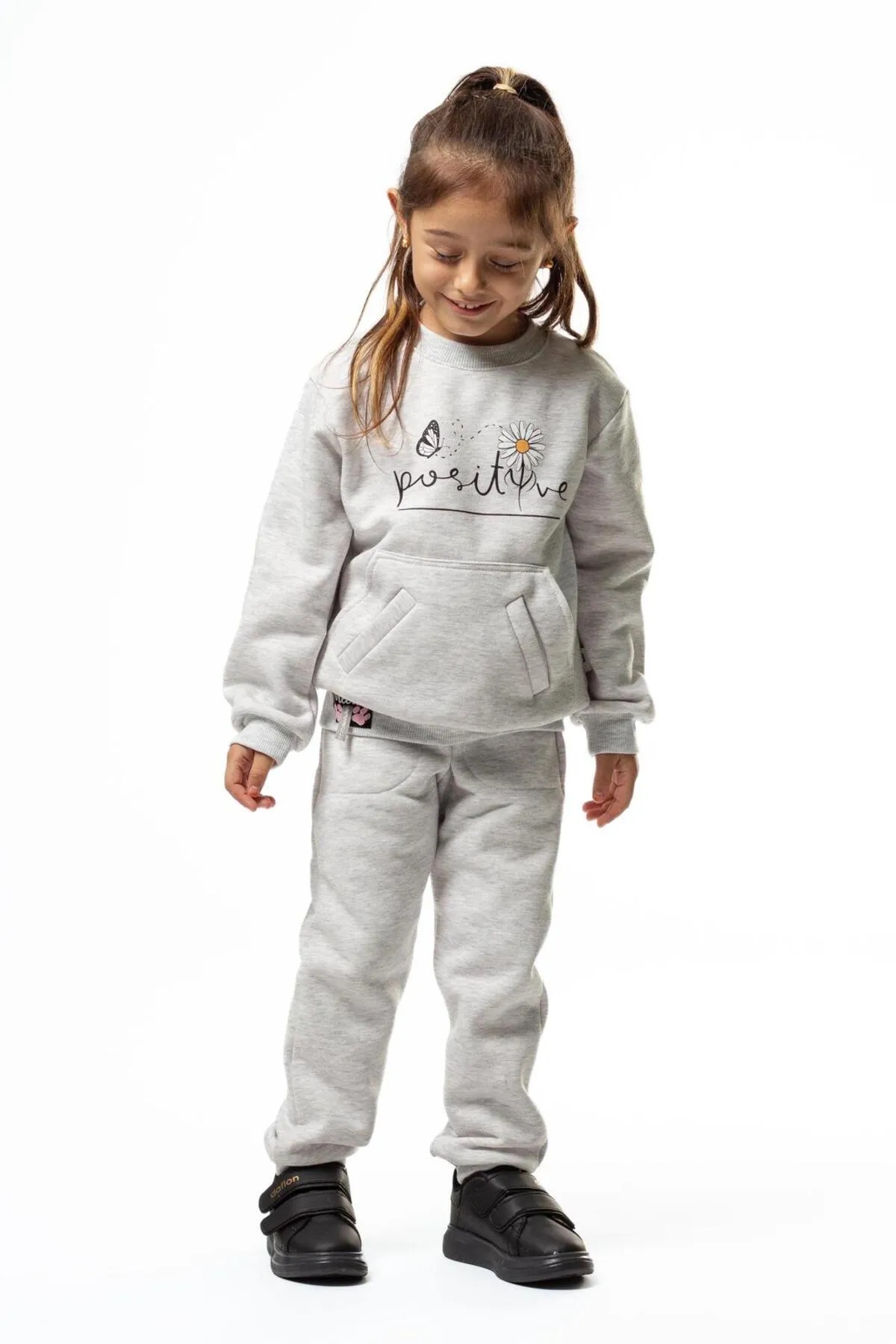 Burç Kız Çocuk Papatya Baskılı Şardonlu 2'li Eşofman Takımı