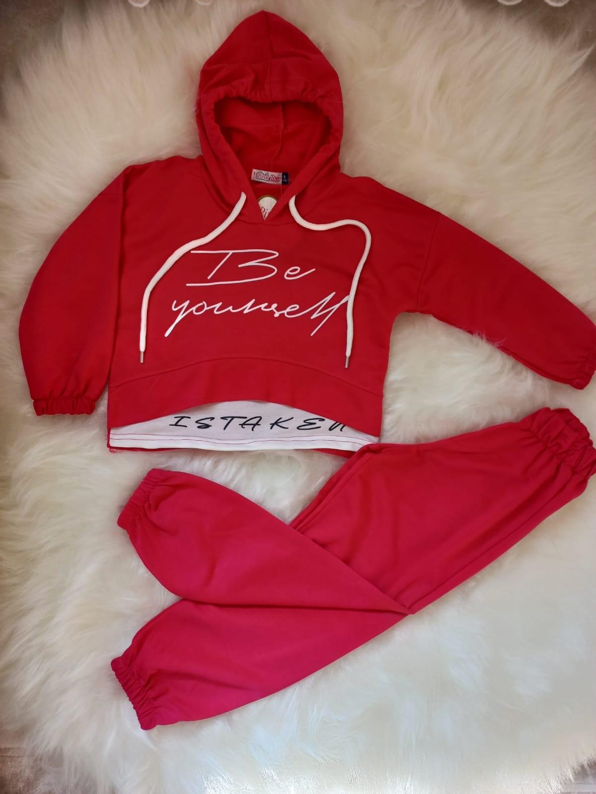 Pink star Kapşonlu kız çocuk 2'li Takım